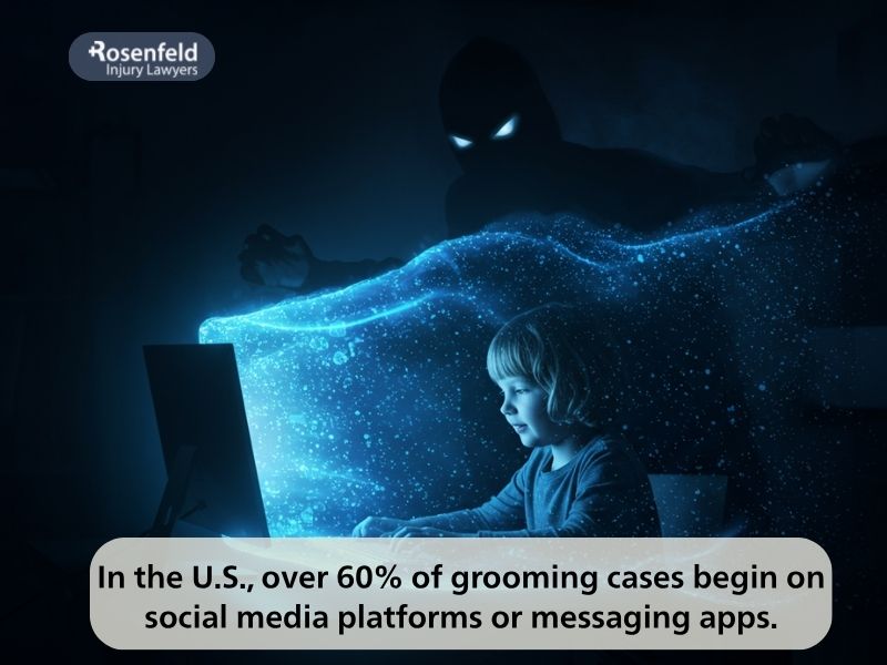 Illustration showing emotional manipulation as part of sexual grooming behavior