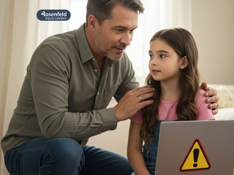 Shadowy adult figure approaching a child, symbolizing the concept of sexual grooming