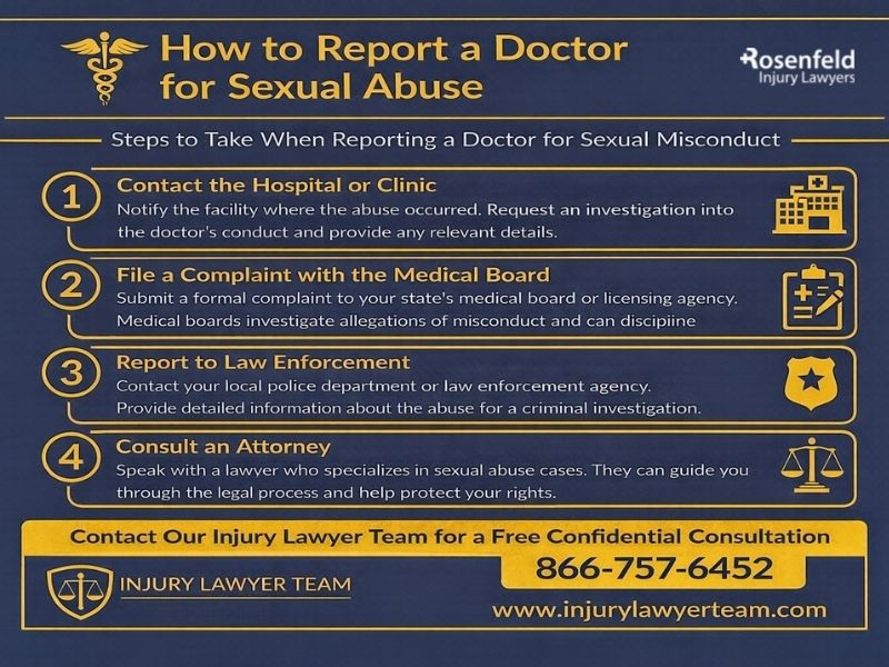 The legal process of filing a civil lawsuit and reporting a doctor for sexual contact to the state medical board