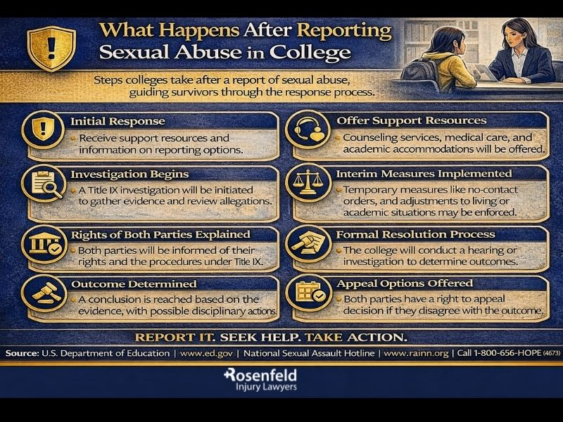 What happens after reporting sexual misconduct in college